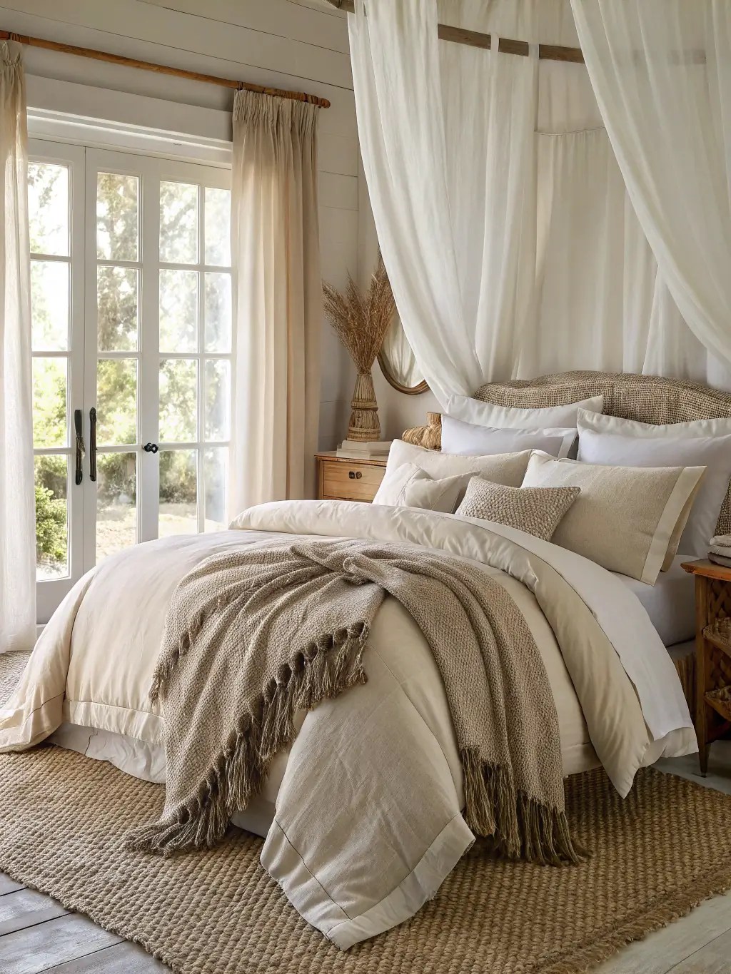 A bedroom staged with soft linens and tasteful decor, creating a relaxing and inviting space for potential buyers to envision themselves living in.