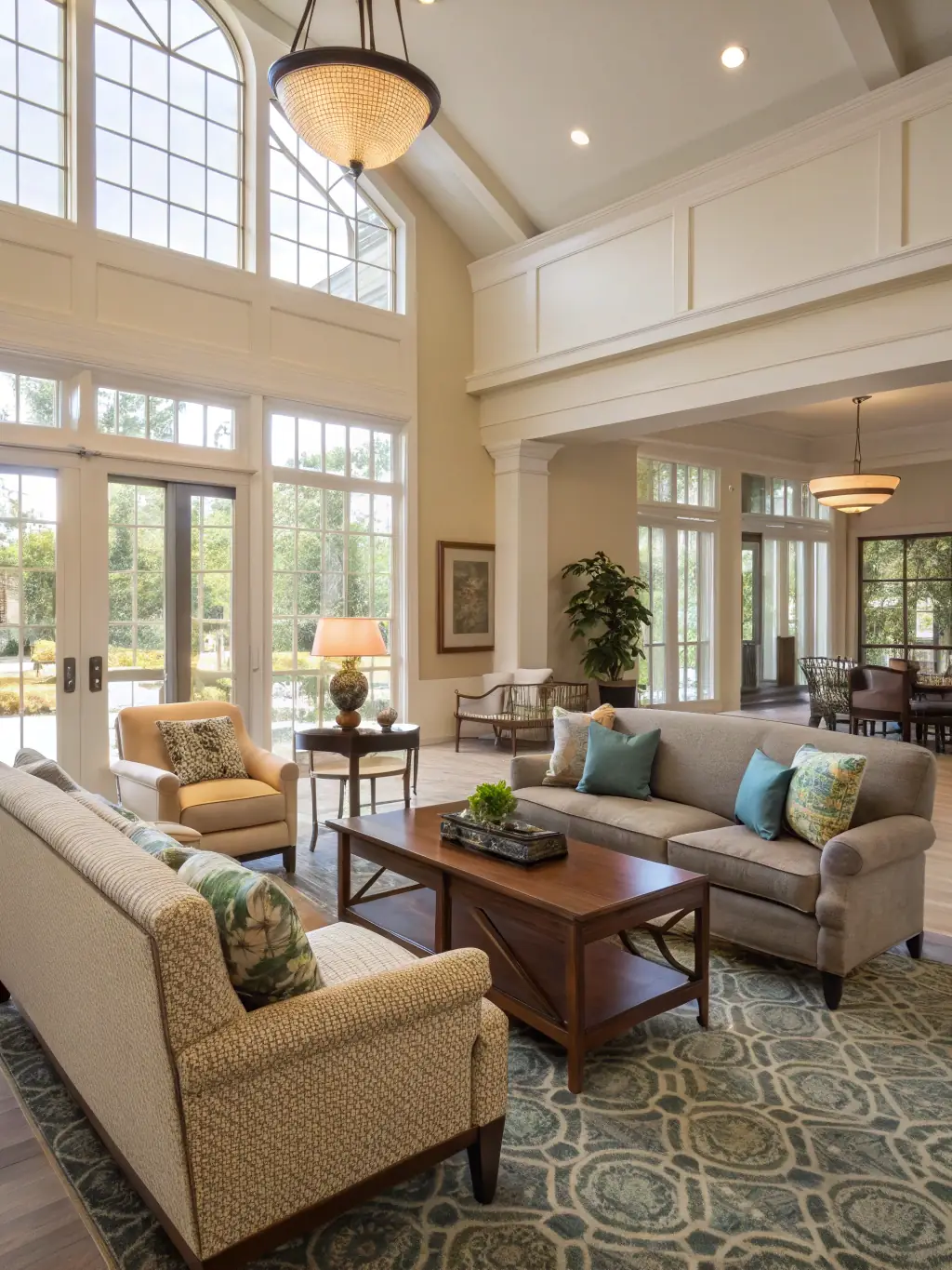 An image of a home stager arranging furniture in a living room, highlighting the importance of space optimization and flow.