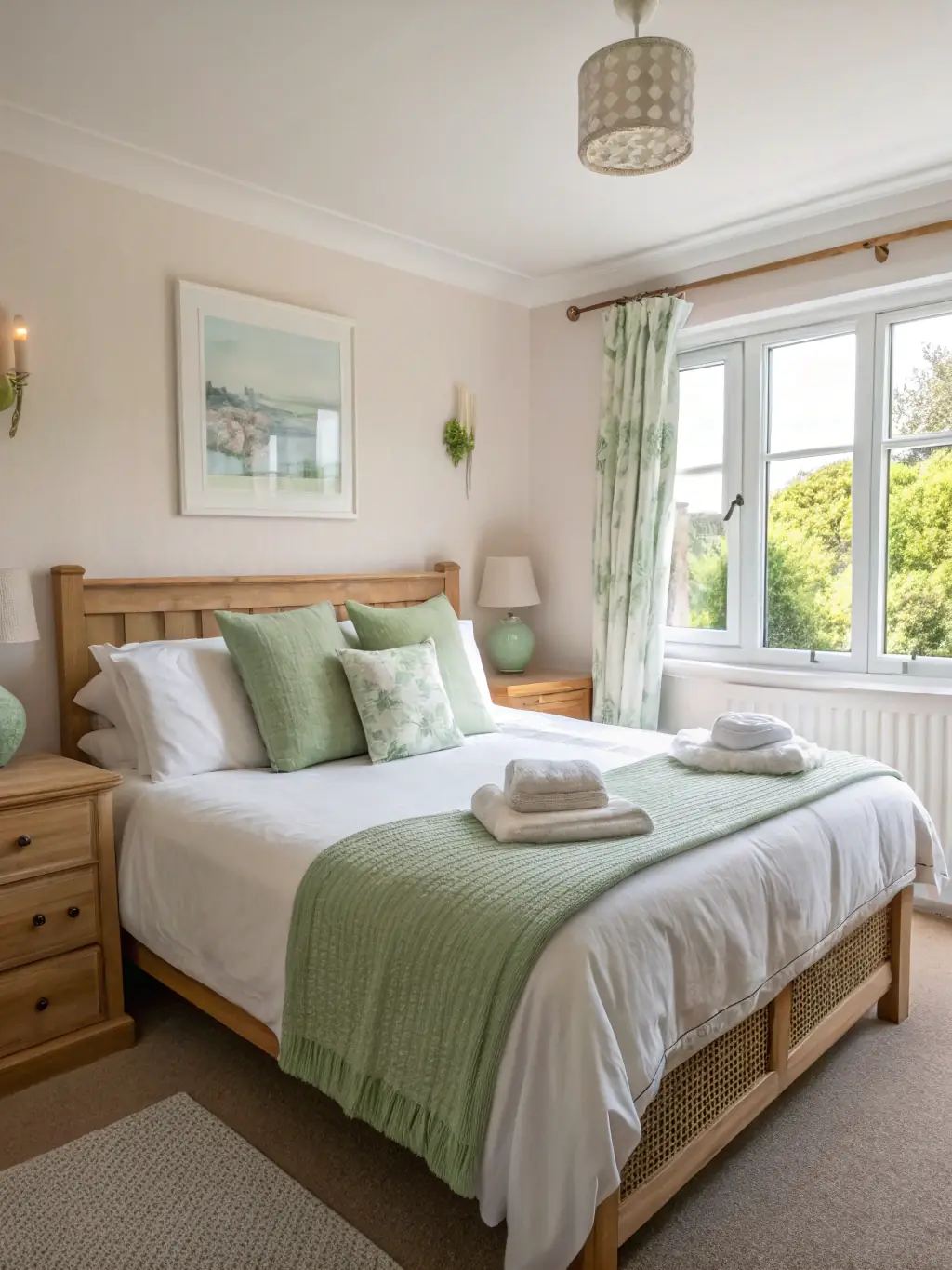 A bedroom staged with soft linens and calming colors, creating a relaxing and inviting space for potential buyers in Minsk.